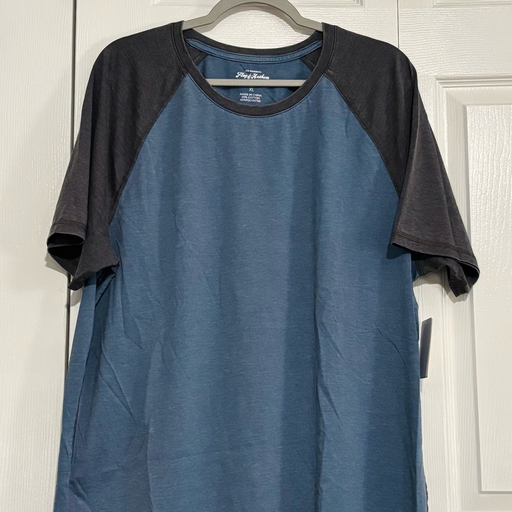 Flag & Anthem Men's Blue and Gray Raglan Tee